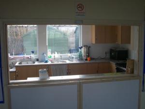 View of the kitchen from the main hall